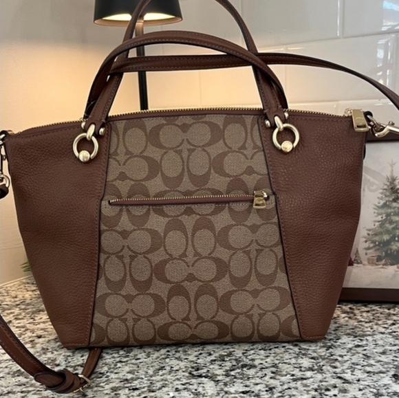 NWOT Coach Signature Kacey Satchel Crossbody Canvas and Brown Leather - Picture 2 of 12